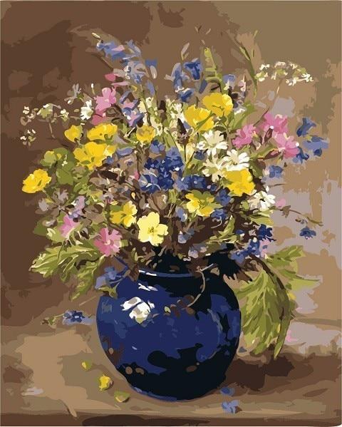 Field Flowers in Purple Vase - World Paint by Numbers™ Kits DIY