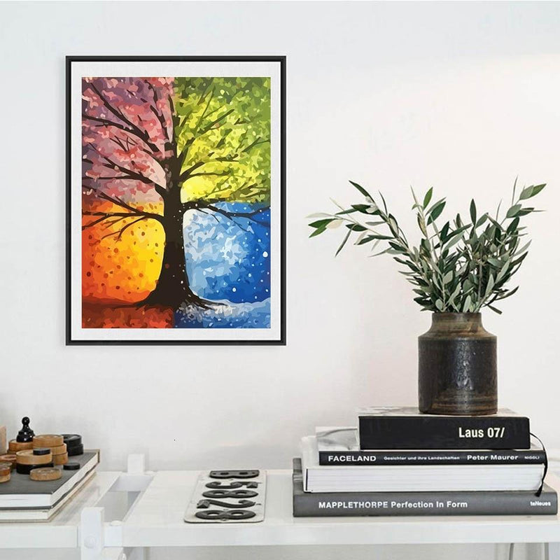 SROOD Paint by Numbers DIY Oil Painting Kit Four Seasons Tree of Life BNIB