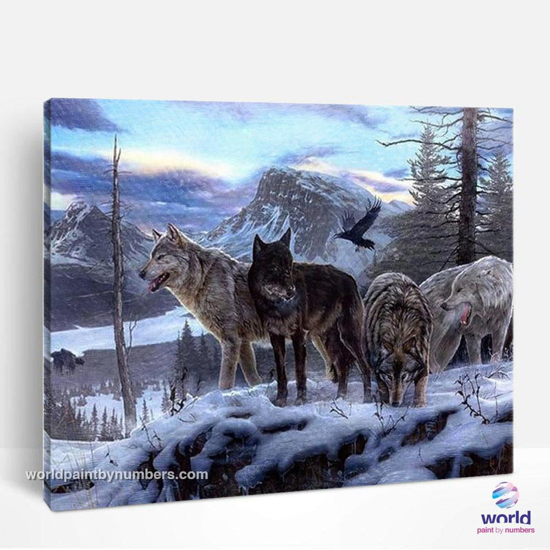 Four Wolf In Forest - World Paint by Numbers™ Kits DIY