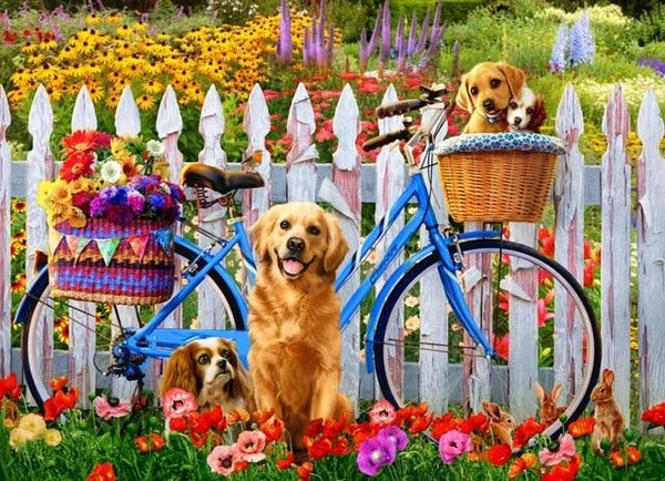 Golden Retrievers on the bike - World Paint by Numbers™ Kits DIY