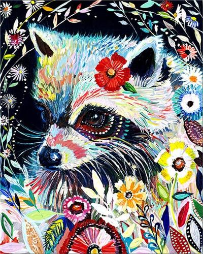 Hipster Raccoon - World Paint by Numbers™ Kits DIY