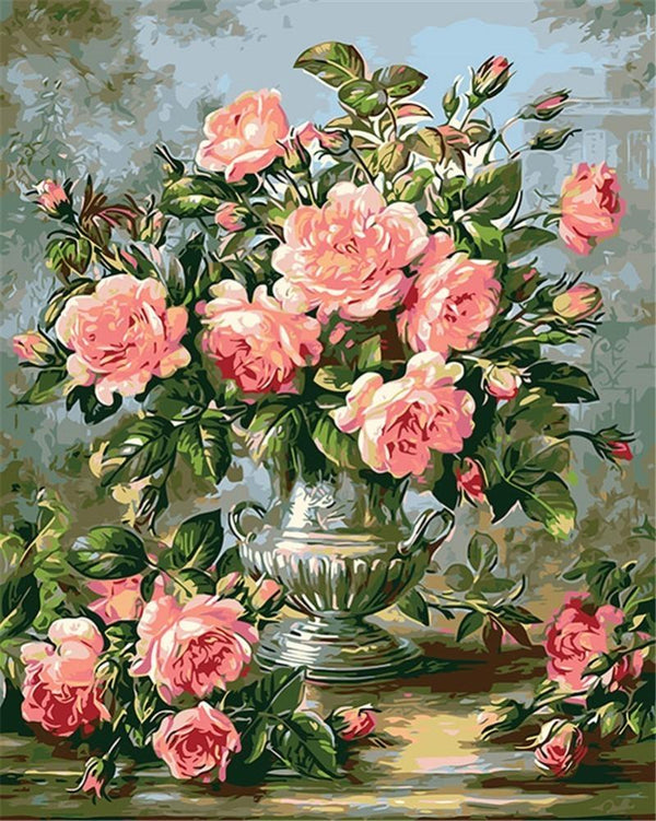 Light Pink Roses - World Paint by Numbers™ Kits DIY