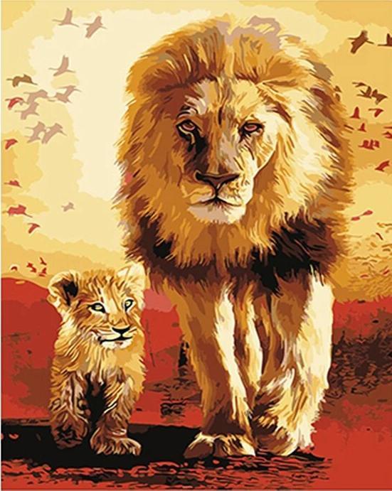 Lion Familly - World Paint by Numbers™ Kits DIY