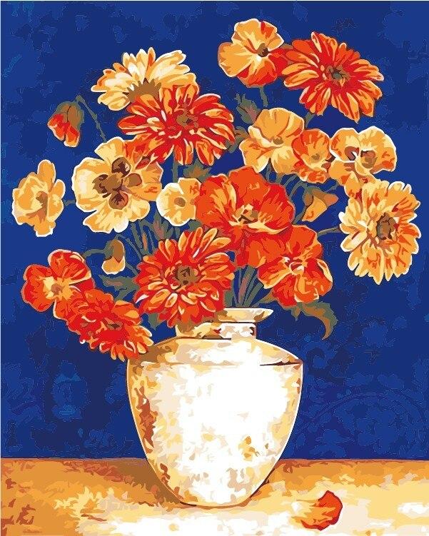 Mix of Orange Flowers - World Paint by Numbers™ Kits DIY