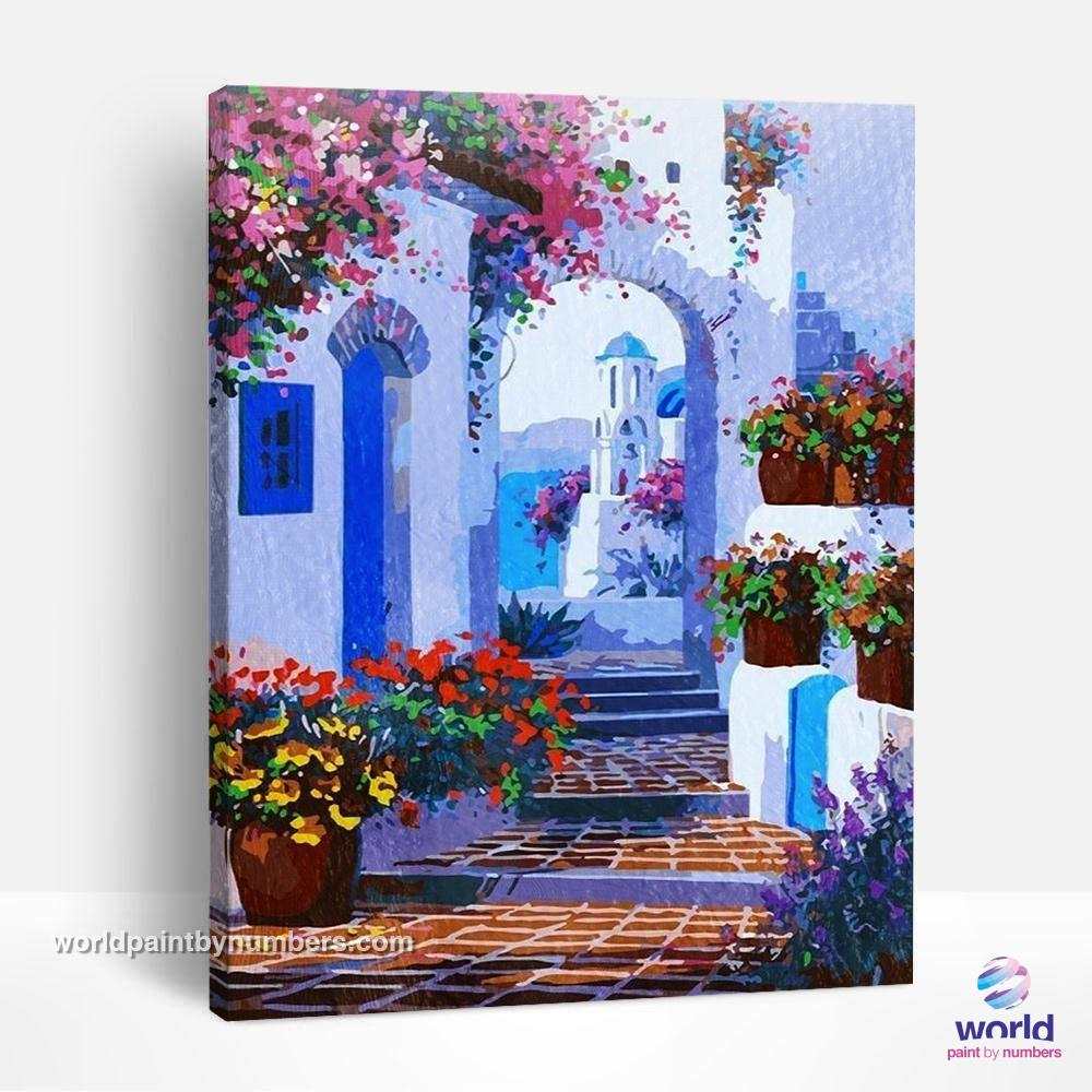 Paths of Santorini - World Paint by Numbers Kits DIY