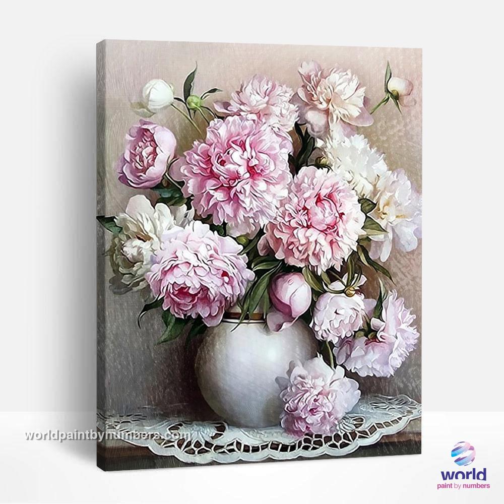Pink European Flowers - World Paint by Numbers™ Kits DIY