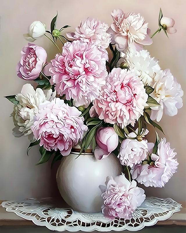 Pink European Flowers - World Paint by Numbers™ Kits DIY