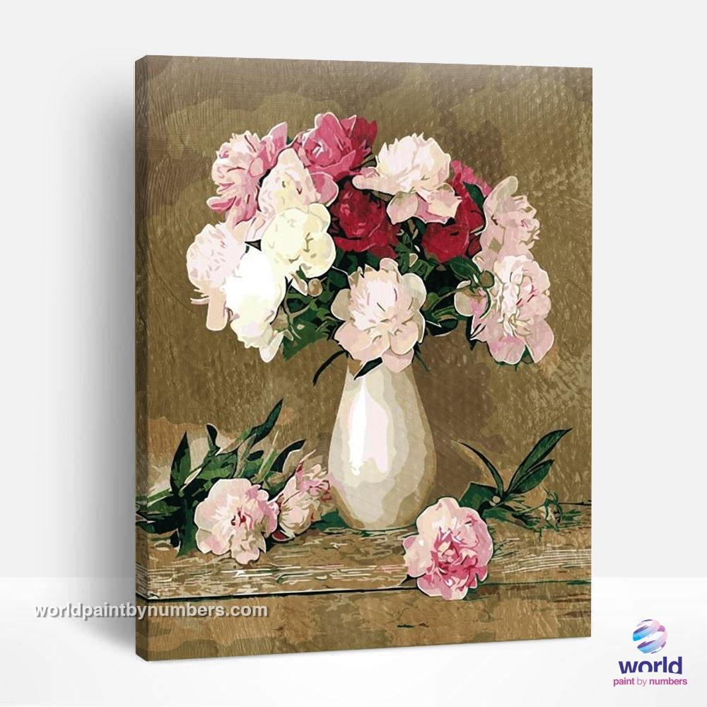 Pink Flowers in Vase - World Paint by Numbers™ Kits DIY