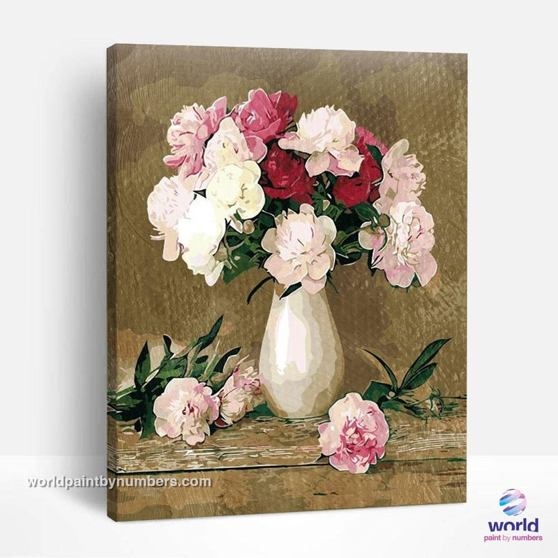 Pink Flowers in Vase - World Paint by Numbers™ Kits DIY
