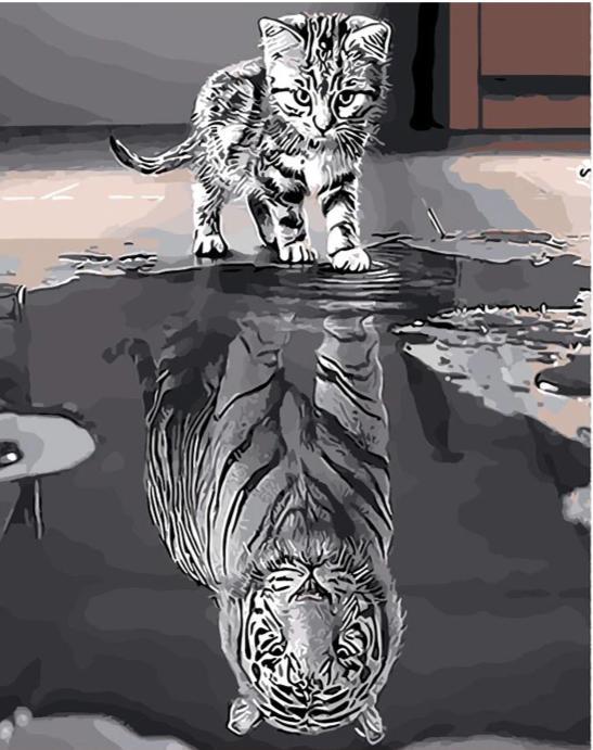 Reflection Cat Tiger - World Paint by Numbers™ Kits DIY