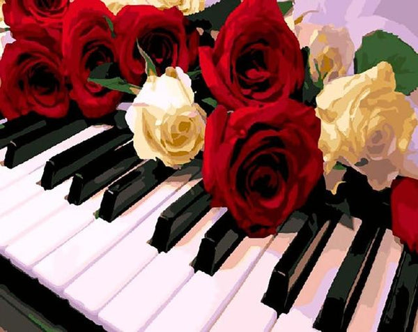 Roses on the Piano - World Paint by Numbers™ Kits DIY