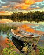 Small Boat by the Sunset Lake - World Paint by Numbers™ Kits DIY
