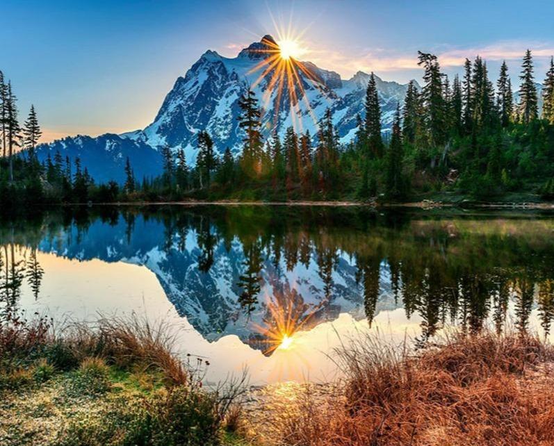 Snow Mountain Water Mirror - World Paint by Numbers™ Kits DIY