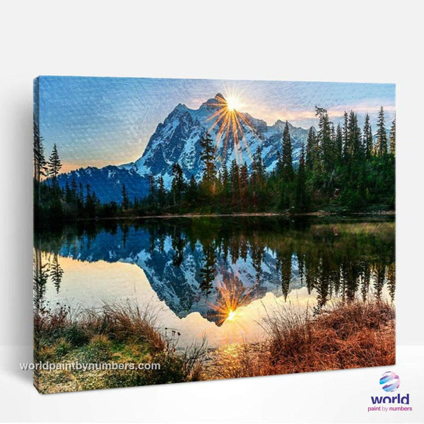 Snow Mountain Water Mirror - World Paint by Numbers™ Kits DIY
