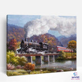 Steam Train through the Mountains - World Paint by Numbers™ Kits DIY