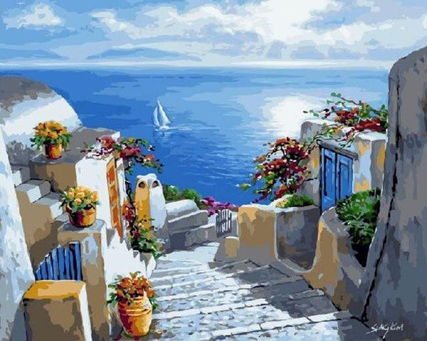 Summer in Santorini, Greece - World Paint by Numbers™ Kits DIY