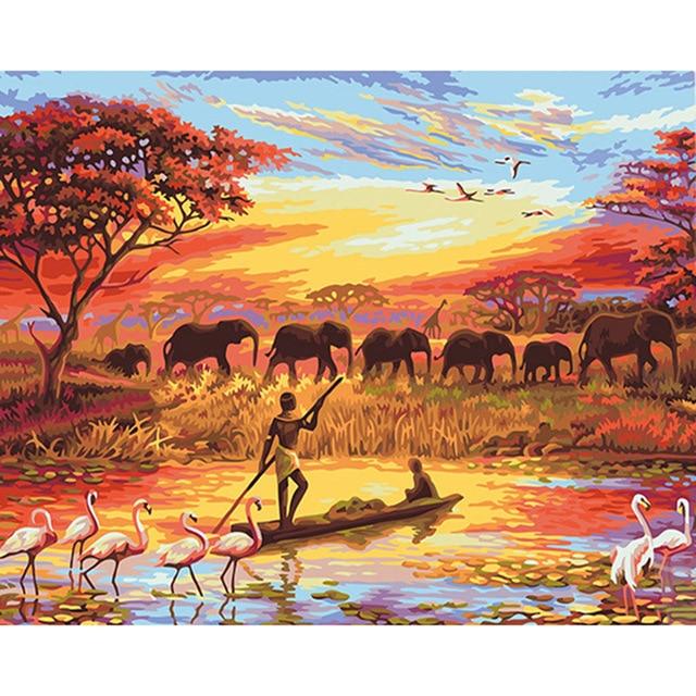 Sunset Animal Wild Life - World Paint by Numbers™ Kits DIY