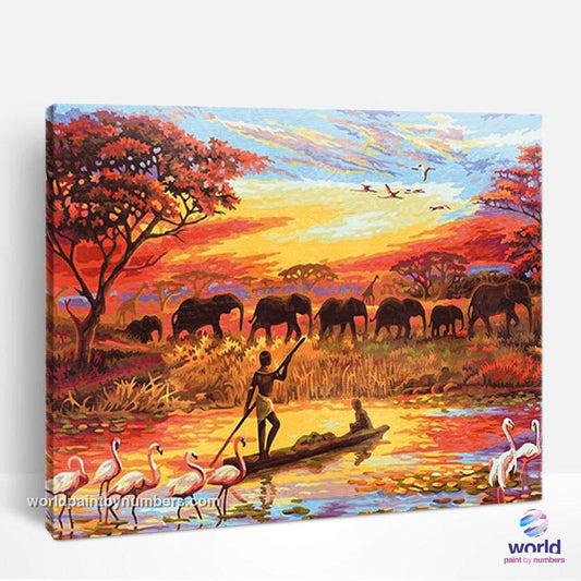 Sunset Animal Wild Life - World Paint by Numbers™ Kits DIY