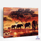 Sunset Elephants - World Paint by Numbers™ Kits DIY