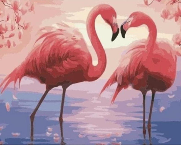 Sunset Flamingos Couple - World Paint by Numbers™ Kits DIY