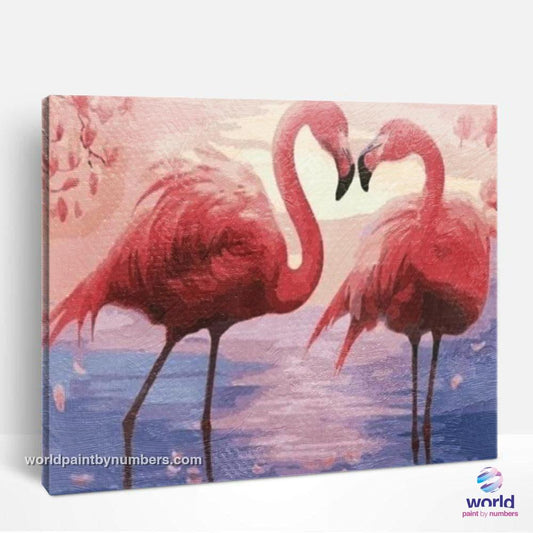 Sunset Flamingos Couple - World Paint by Numbers™ Kits DIY