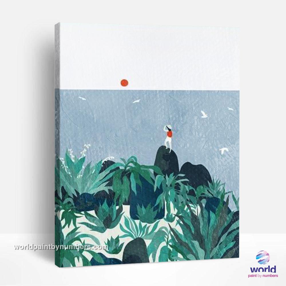 Sunset on the Rocks - Tropical Minimalism Collection - World Paint by Numbers™ Kits DIY