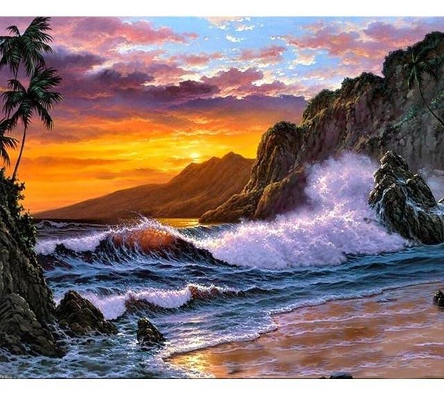 Sunset Waves- World Paint by Numbers Kits DIY