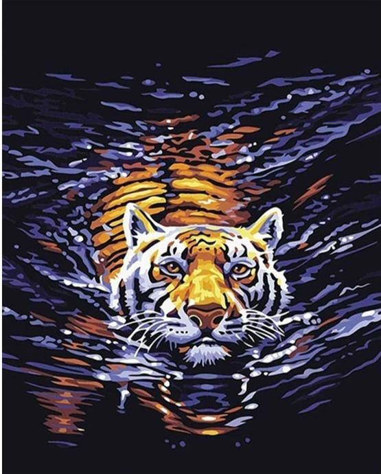 Swimming Tiger - World Paint by Numbers™ DIY Kit