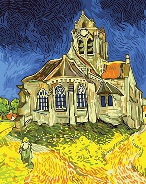 The Church at Auvers by Vicent Van Gogh - World Paint by Numbers™ Kits DIY