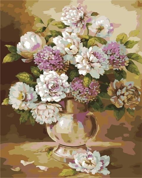 White and Lilac Peonies - World Paint by Numbers™ Kits DIY