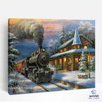 Winter Holidays Steam Train - World Paint by Numbers™ Kits DIY