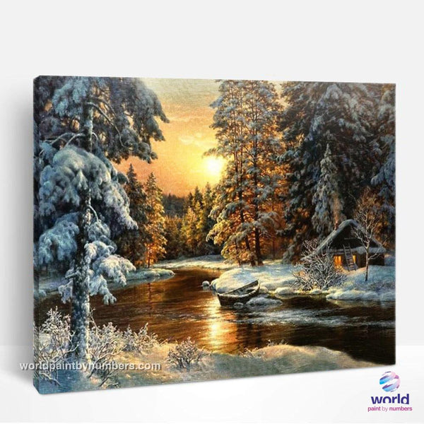 Winter Sunset Forest - World Paint by Numbers™ Kits DIY
