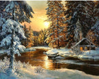 Winter Sunset Forest - World Paint by Numbers™ Kits DIY